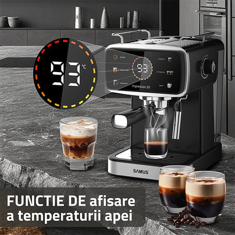Samus Espressor automat Espressor Manual Samus Impression 20 | 1350W, 1.5L, 20 bari, Negru
