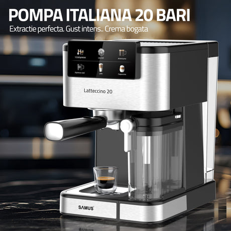 Samus Espressor automat Espressor Manual Samus LATTECCINO 20 | 1350W, 1.5L, 20 bari, Inox