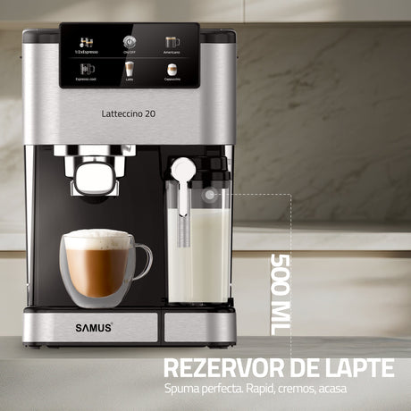 Samus Espressor automat Espressor Manual Samus LATTECCINO 20 | 1350W, 1.5L, 20 bari, Inox