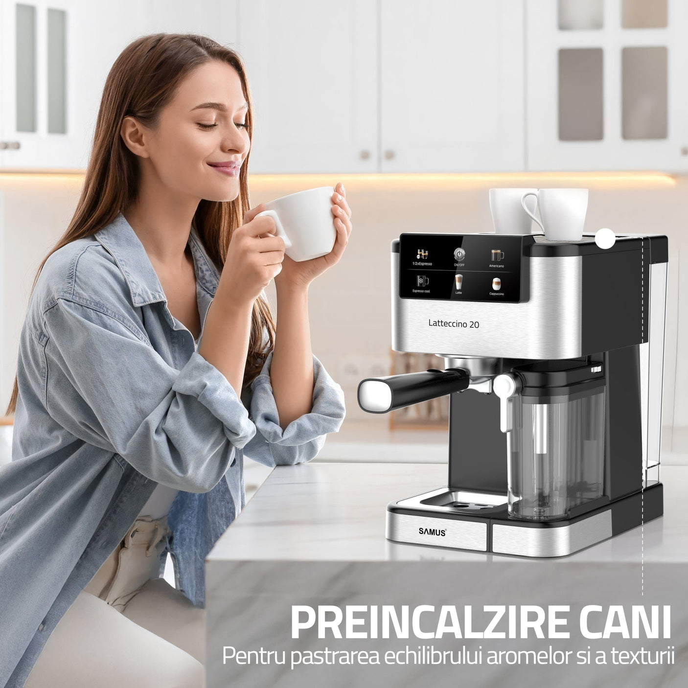 Samus Espressor automat Espressor Manual Samus LATTECCINO 20 | 1350W, 1.5L, 20 bari, Inox