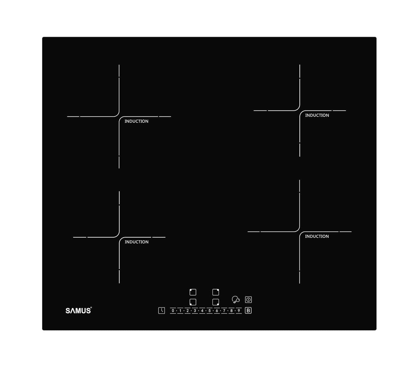 Samus Pachet built in Pachet Built-In Samus SC625GDX5 + PSI-64BG7 | Cuptor 75L + Plita Inductie 7000W 4 Zone, Negru