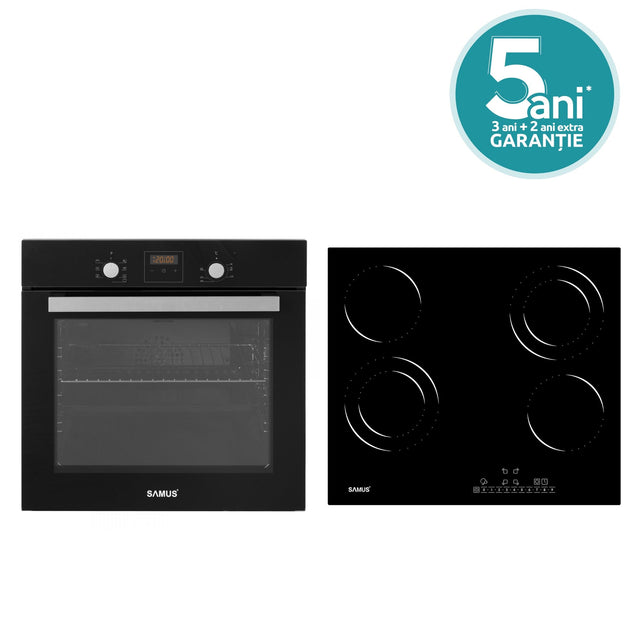 Samus Pachet built in Pachet Built-In Samus SC639CEGV + PSVE-64BG6 | Cuptor 62L 6 Functii + Plita Vitroceramica 60cm, Negru