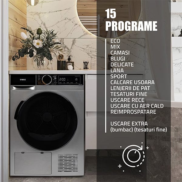 Samus Uscator de rufe Uscător de Rufe Samus SADP-836DS | 8kg, 15 programe, Roșu