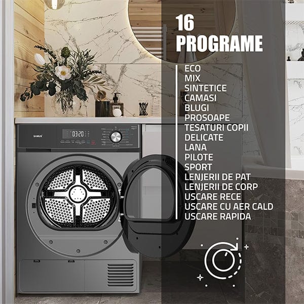 Samus Uscator de rufe Uscător de Rufe Samus SWDP-817DS | 8kg, 16 programe, Roșu