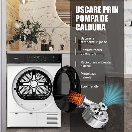 Samus Uscator de rufe Uscator de Rufe Samus SWDP-918 | 9kg, Pompa de Caldura, 18 Programe, Clasa E, Alb