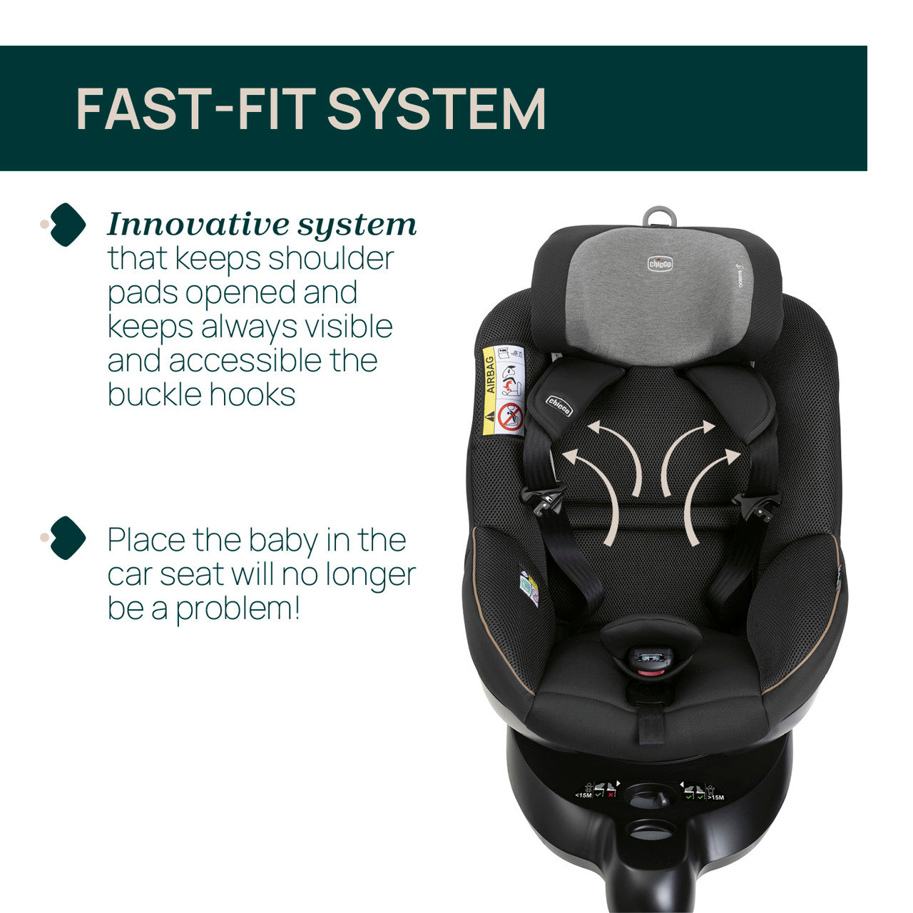 Scaun Auto Rotativ cu Baza Isofix Chicco Seat 105 I-size, Posh Black, 40-105cm, de la Nastere Pana la 4 Ani