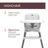Scaun de Masa Chicco Evolutiv 3 în 1 Polly Zest, Moon Grey (gri), 6luni+