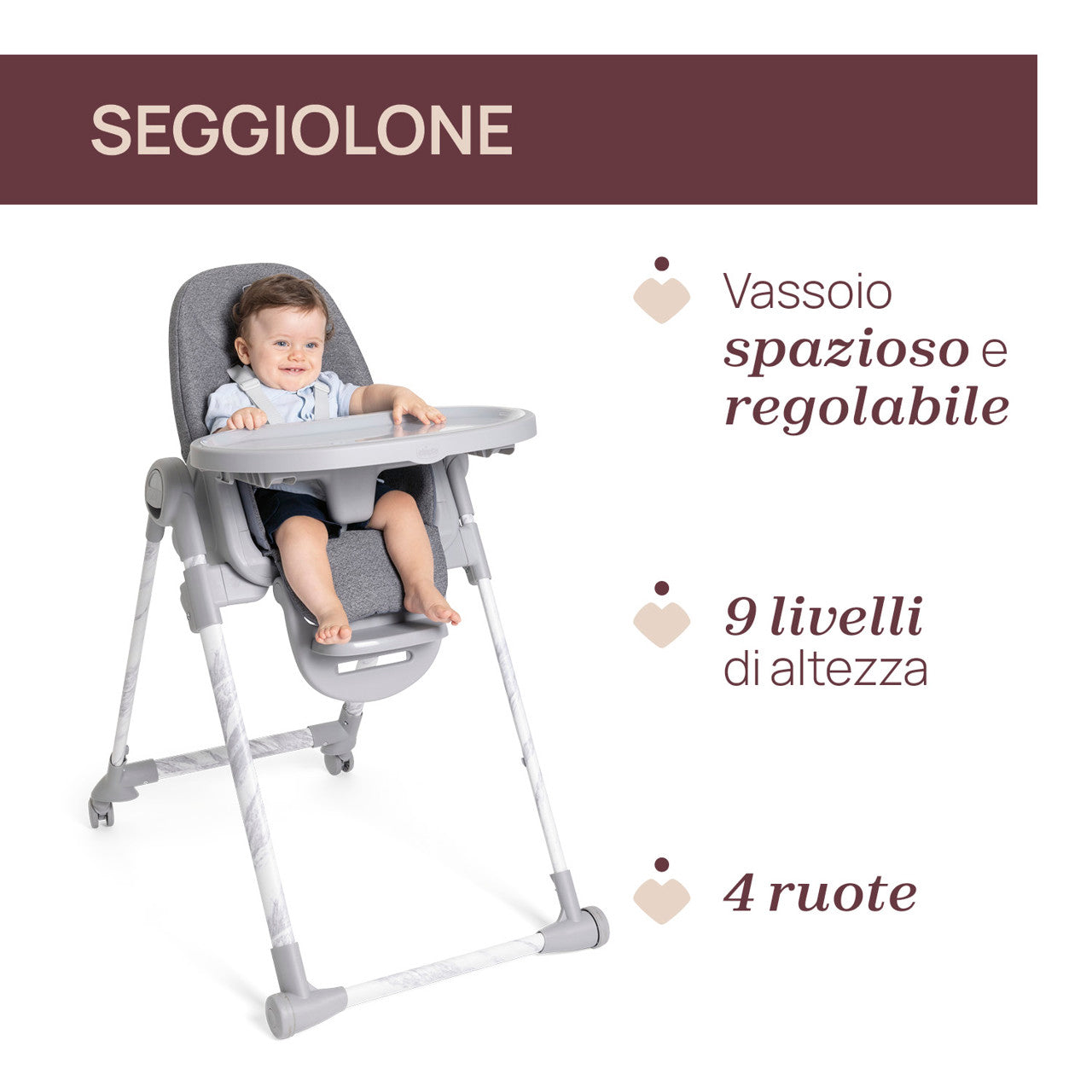 Scaun de Masa Chicco Polly Armonia Carrara, 0luni+