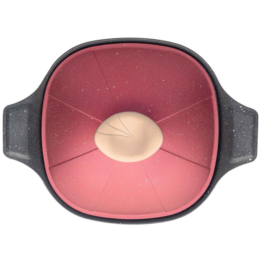 Oala Patrata NeoKlein SCS22-Red | 22 cm, Cu Capac, Antiaderent, Rosu