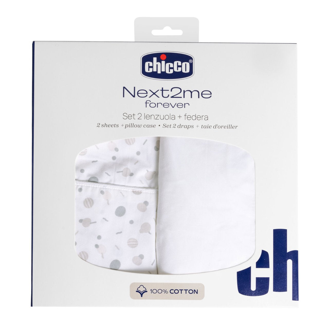 Set Lenjerie din Bumbac pentru Patut Chicco Next2Me Forever, Conffeti, 0 Luni+