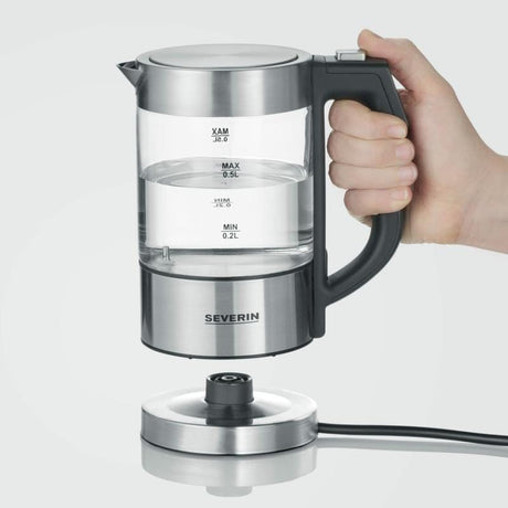 Severin Fierbător electric Severin WK 3458, sticlă, 0,5 L, format mini, compact pentru ceai și cafea