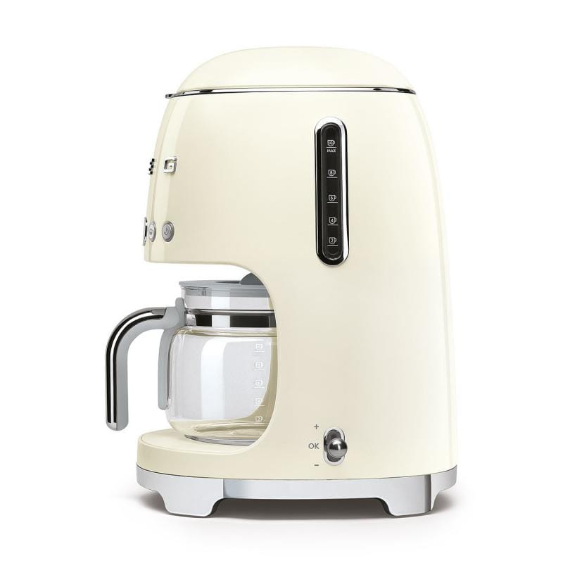 SMEG Cafetieră cu filtru SMEG DCF02CREU, crem, programare automată, carafă din sticlă, menținere la cald, anti-picurare