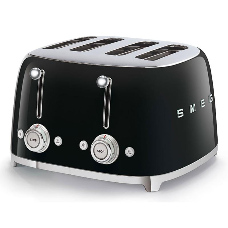 SMEG Prăjitor de pâine SMEG TSF03BLEU, 4 felii, 2 panouri de control, funcții decongelare/reîncălzire/bagel, negru