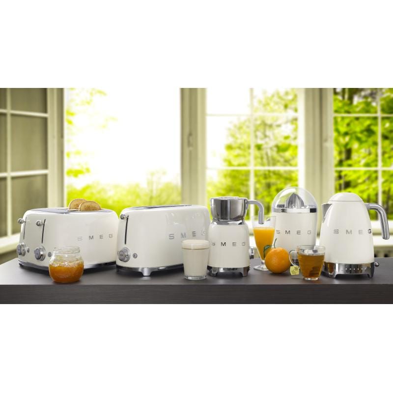 SMEG Prăjitor de pâine SMEG TSF03CREU, 4 felii, design retro anii ’50, funcții decongelare/reîncălzire, crem