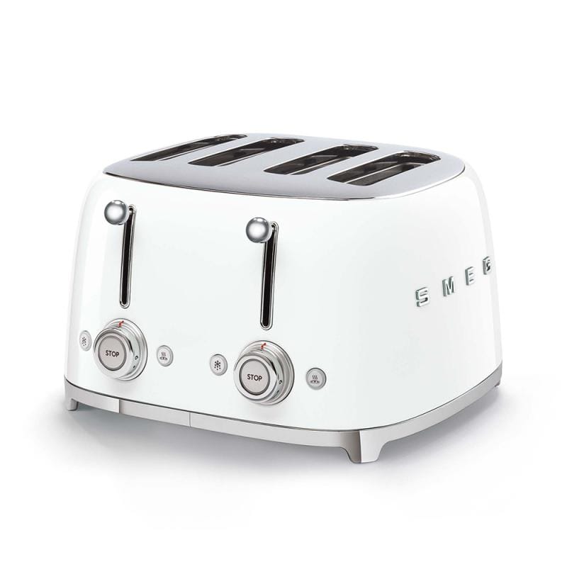 SMEG Prăjitor de pâine SMEG TSF03WHEU, 4 fante, funcții decongelare și reîncălzire, alb, design retro