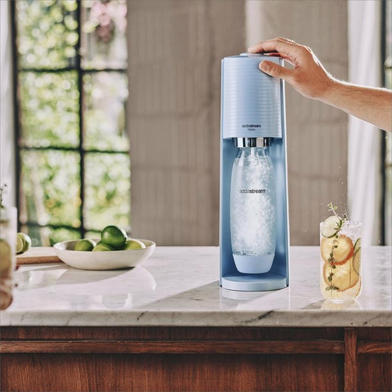 SodaStream Aparat de sifon SodaStream Terra albastru deschis, Quick Connect, cu butelie CO2 și sticlă PET 1 L