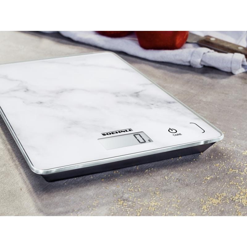 Leifheit Cântar de bucătărie Soehnle Compact 300 Marble, alb, capacitate 5 kg (61516)