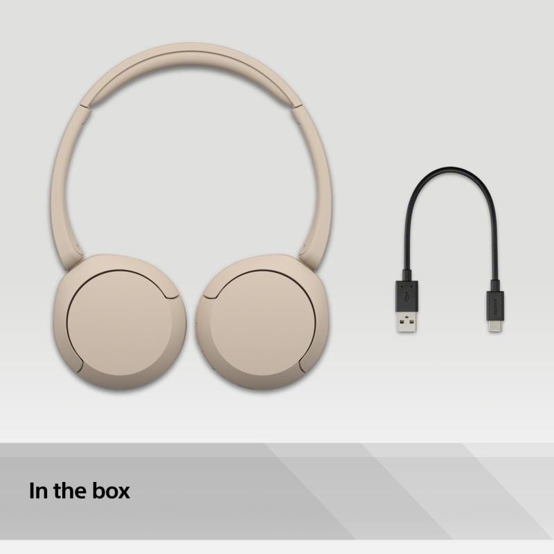 Sony Căști Bluetooth Sony WH-CH520 Bej, Over-Ear, Microfon Integrat, Autonomie Mare, Control pe Cască
