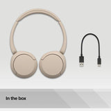 Sony Căști Bluetooth Sony WH-CH520 Bej, Over-Ear, Microfon Integrat, Autonomie Mare, Control pe Cască