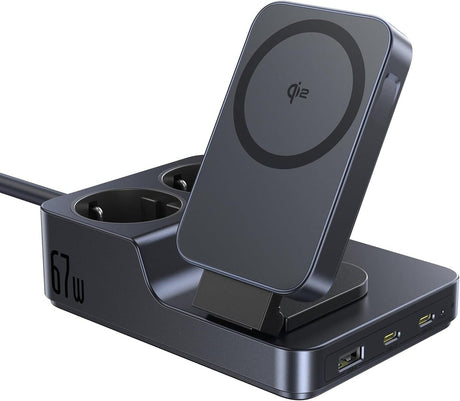Baseus Statie incarcare Statie incarcare Baseus Nomos ND11 | 6in1, 2xAC, USB-A, 2xUSB-C, Qi2, 67W