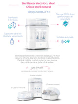 Sterilizator Electric cu Aburi Chicco 3 în 1 Steril Natural, 0luni+