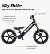 Strider Bicicleta fara pedale pentru copii Strider 12 Pro Balance 2-5 ani Negru Perlat