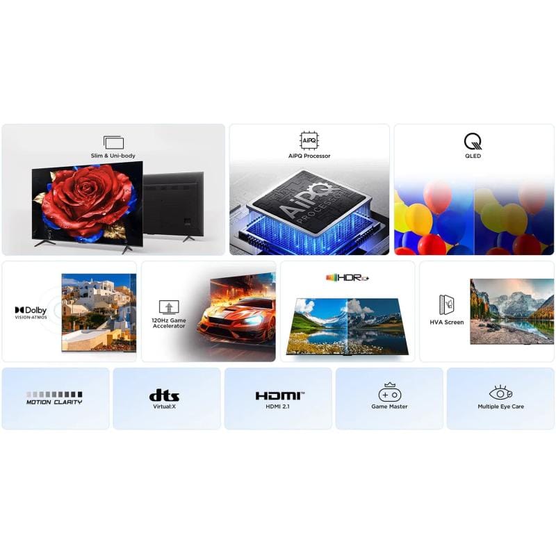 TCL Televizor TCL 43T69C 43” QLED, imagine vibrantă și contrast clar, design modern pentru orice cameră