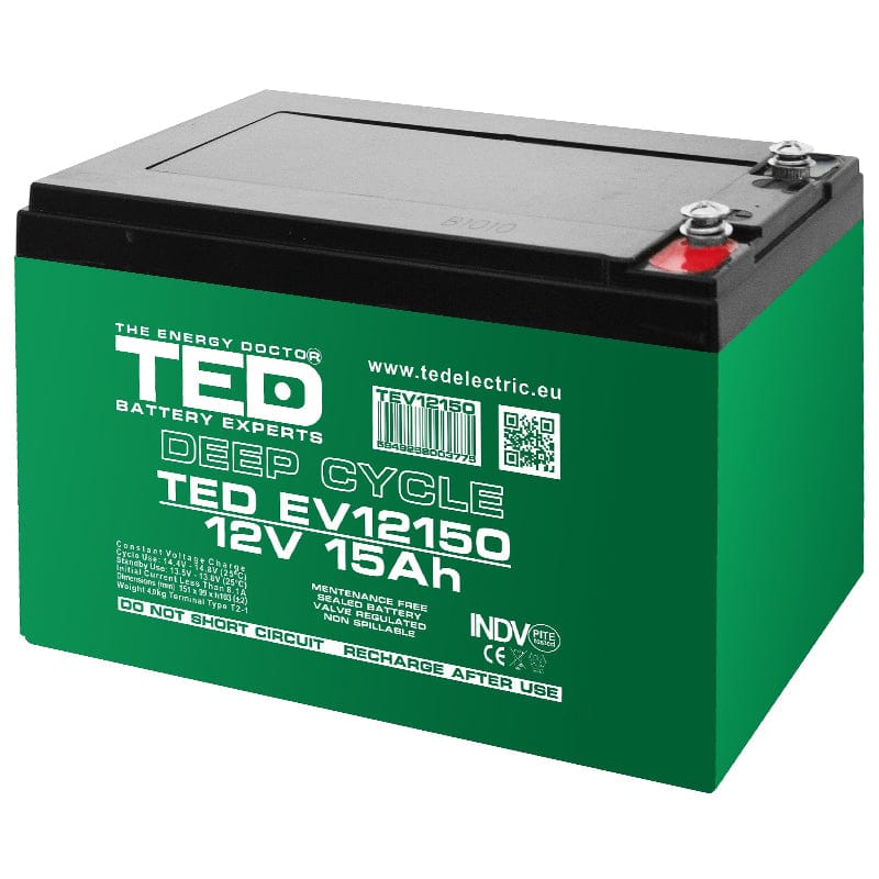 Ted Electric Acumulator Acumulator Ted Electric BAT-TED12V15A | 3.9kg, 12V, Portabil