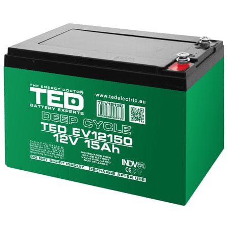 Ted Electric Acumulator Acumulator Ted Electric BAT-TED12V15A | 3.9kg, 12V, Portabil