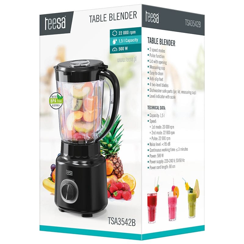 Teesa Blender Blender Profesional Teesa | 500W, 1.5L, Negru