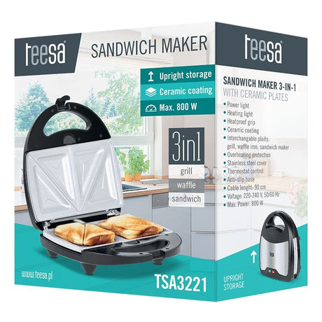 Teesa Sandwich maker Sandwich Maker Teesa TSA3221 | 800W, 1.67kg, 90cm, Gri