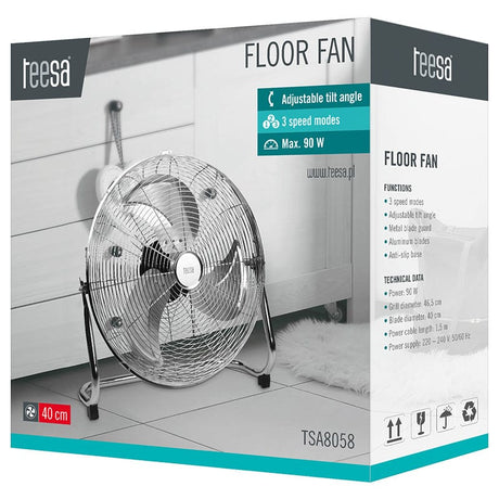 Teesa Ventilator Ventilator cu Picior Teesa TSA8058 | 90W, 40cm, Aluminiu, Argintiu