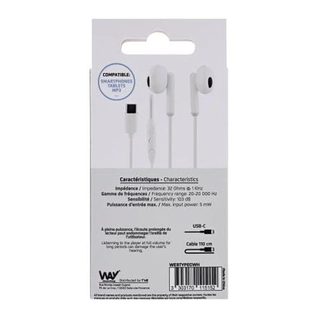 TnB Casti Căști In-Ear TnB WESTYPECWH | USB-C, Alb