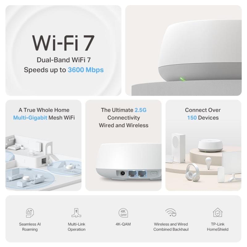 TP-Link Sistem Mesh Wi‑Fi TP‑Link Deco BE25, pachet 2 unități, acoperire extinsă, conexiune stabilă pentru locuință