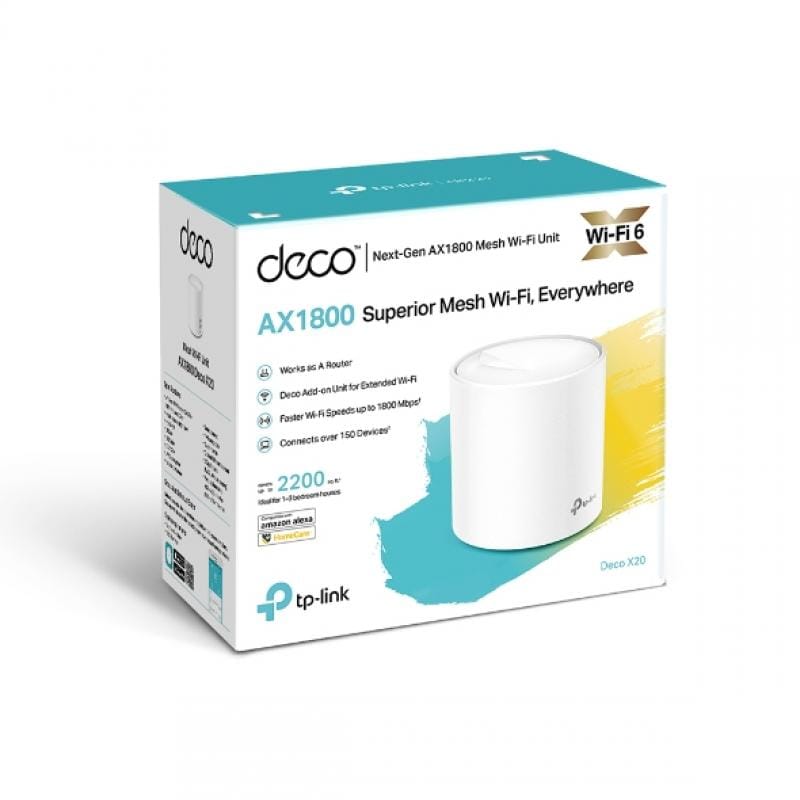 TP-Link TP-Link Deco X20 (1-Pack) Punct de Acces Wi‑Fi Mesh 6 AX1800, Dual-Band, pentru Acoperire Extinsă și Conexiuni Stabile