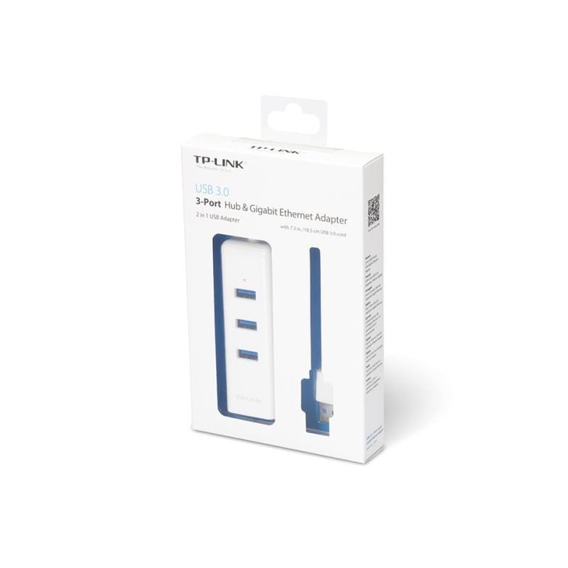 TP-Link Adaptor USB 3.0 TP-Link UE330 cu Ethernet Gigabit RJ45 și hub 3x USB 3.0 pentru laptop/PC