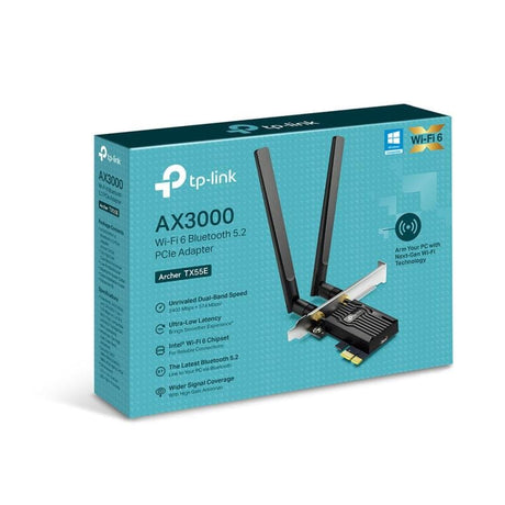 TP-Link Placă de rețea Wi-Fi TP-LINK Archer TX55E PCIe, Wi-Fi 6, conexiune stabilă pentru PC desktop