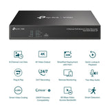 TP-Link NVR TP-Link VIGI NVR1004H-4P cu 4 canale, PoE integrat, pentru camere IP, monitorizare și administrare la distanță