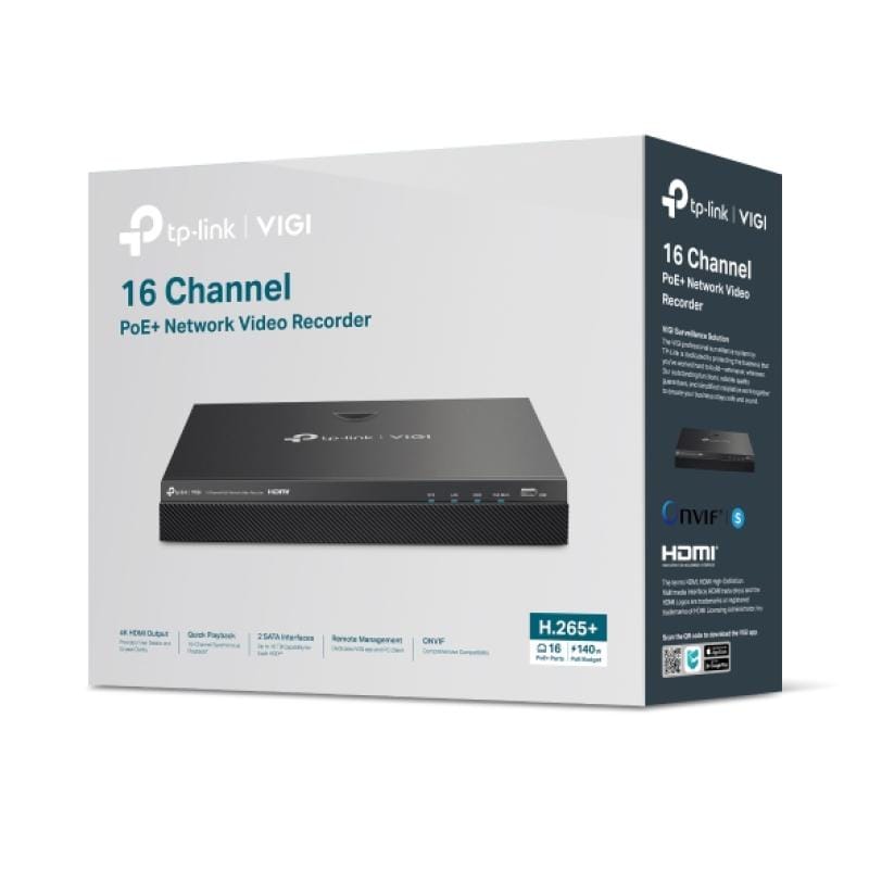 TP-Link NVR TP-Link VIGI NVR2016H-16MP, 16 canale, 16MP, înregistrare și management centralizat camere IP