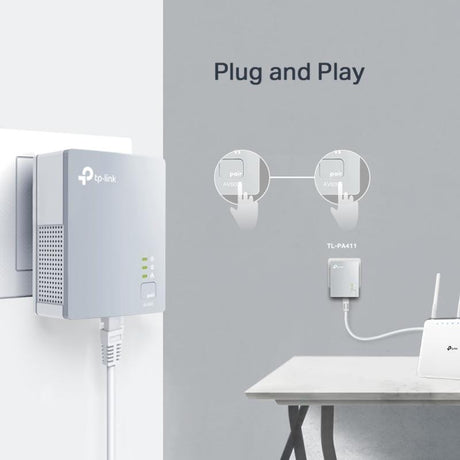 TP-Link Kit adaptoare Powerline TP-Link TL-PA411 KIT, extindere rețea prin priză, Plug & Play, 2 buc.