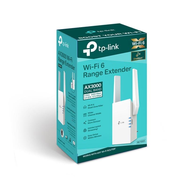 TP-Link Repetor Wi‑Fi 6 TP-Link RE705X AX3000 Dual-Band, OneMesh, Port Gigabit Ethernet, WPA3