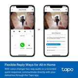 TP-Link Sonerie video inteligentă TP-Link Tapo D235, cameră HD, detecție mișcare, vedere nocturnă, audio bidirecțional, Wi-Fi
