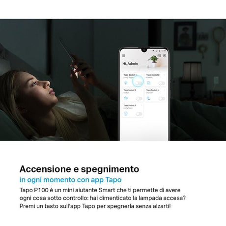 TP-Link Priză inteligentă TP-Link Tapo P100 Wi‑Fi, control prin aplicație, programare/temporizator, 1 bucată