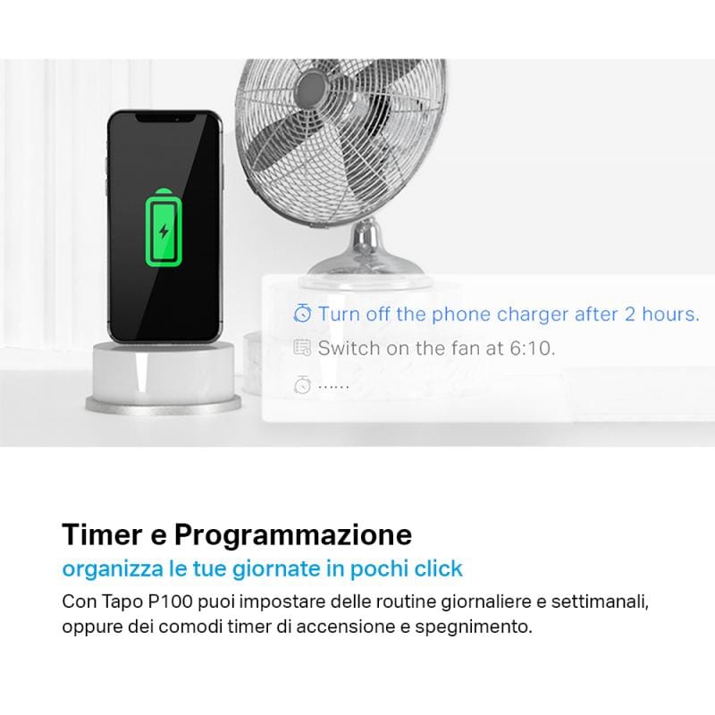 TP-Link Priză inteligentă TP-Link Tapo P100 Wi‑Fi, control prin aplicație, programare/temporizator, 1 bucată