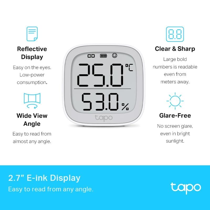 TP-Link Afișaj inteligent temperatură și umiditate TP-Link Tapo T315, ecran digital, pentru interior
