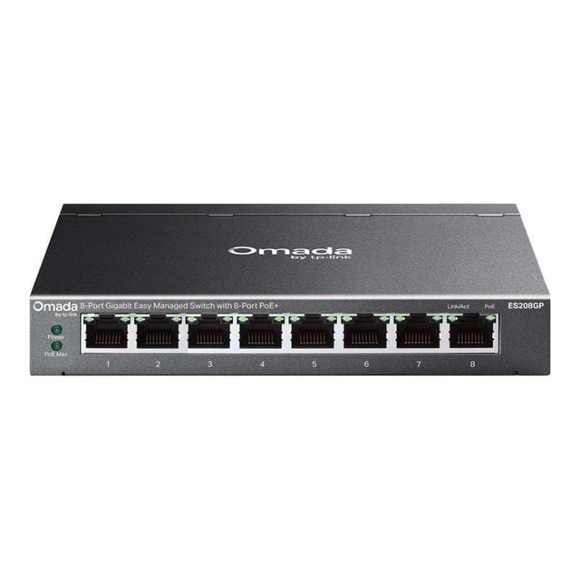 TP-Link Switch TP-Link Omada Agile ES208GP Gigabit cu 8 Porturi PoE+ pentru Management Centralizat și VLAN/QoS