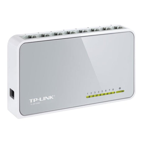 TP-Link Switch TP-Link TL-SF1008D 8 Porturi Fast Ethernet 10/100 Mbps, Plug-and-Play, Compact pentru Birou și Acasă