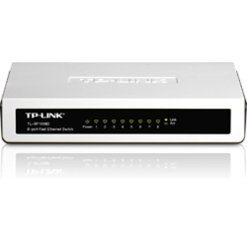 TP-Link Switch TP-Link TL-SF1008D 8 Porturi Fast Ethernet 10/100 Mbps, Plug-and-Play, Compact pentru Birou și Acasă