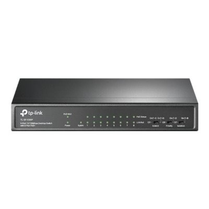 TP-Link Switch TP-Link TL-SF1009P, 9 porturi Fast Ethernet, PoE, neadministrabil, pentru rețele birou și supraveghere