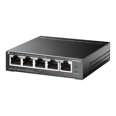 TP-Link Switch TP-Link TL-SG1005LP Gigabit 5 Porturi, 4x PoE+ 802.3af/at, Carcasă Metalică, Fanless